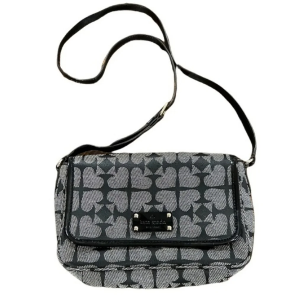 Kate Spade Pebbled Leather "Ace Of Spades" Monogram Adjustable Crossbody Bag - Picture 5 of 10